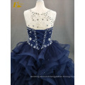 ED Bridal Ball Gown Beaded Real Picture Sleeveless Lace-Up Back Blue Organza Quinceanera Dress